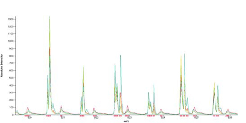 Mass spectra from respective segments