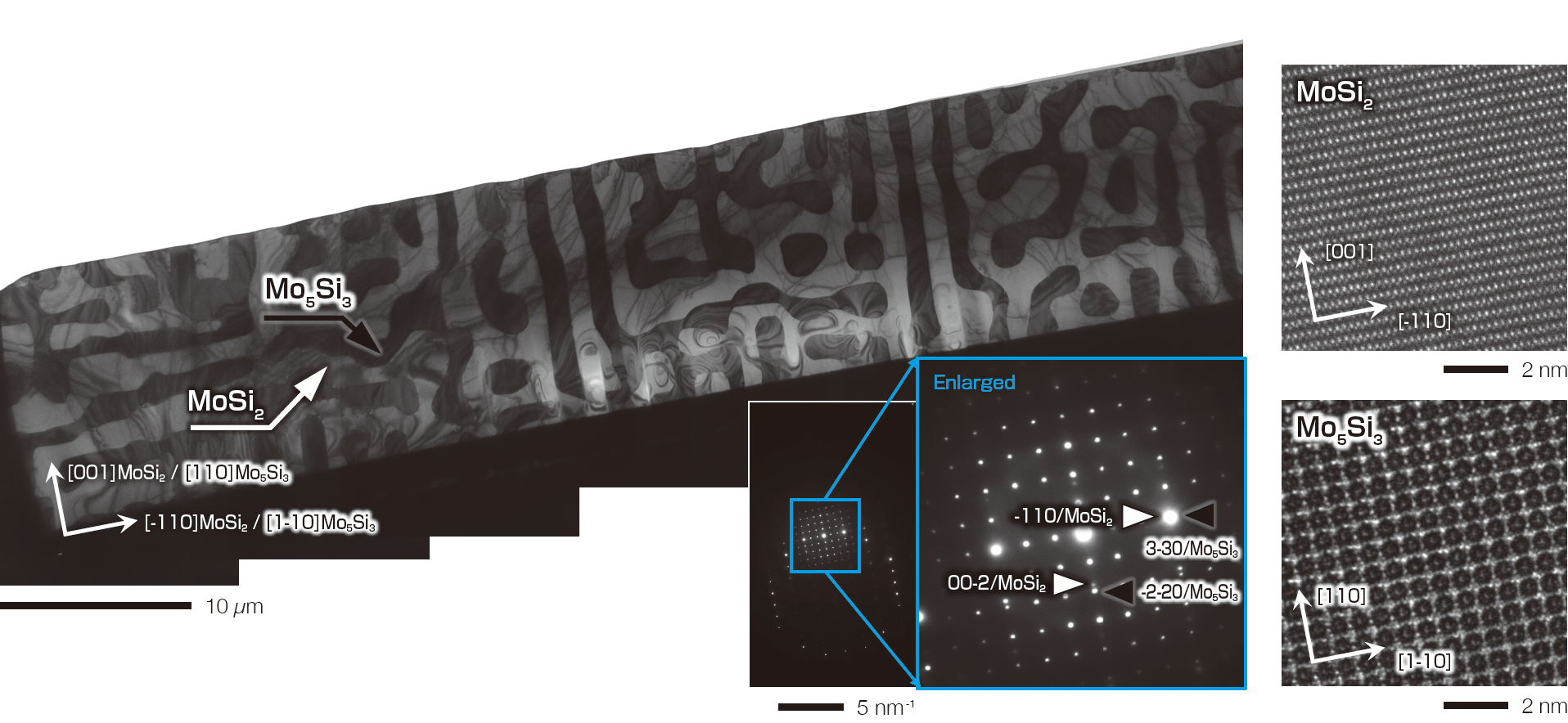 TEM images of MoSi2-Mo5Si3 eutectic alloy