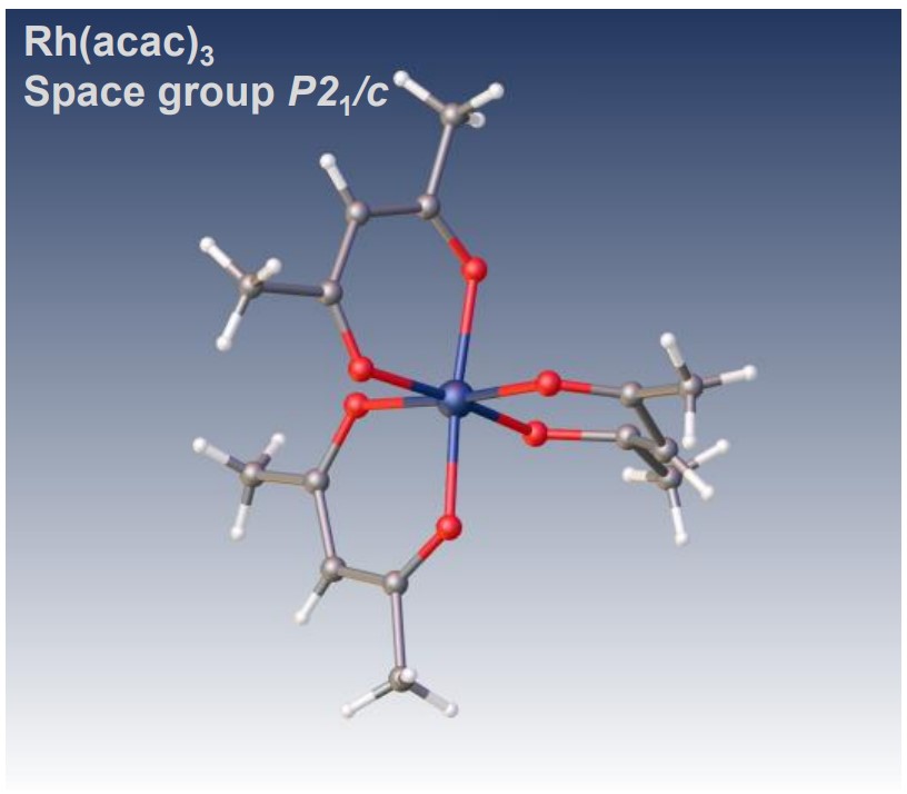 Electron diffraction structure analysis of Rh(acac)3, XtaLAB Synergy-ED