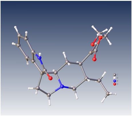 Electron diffraction structure analysis of Rhynchophylline, XtaLAB Synergy-ED
