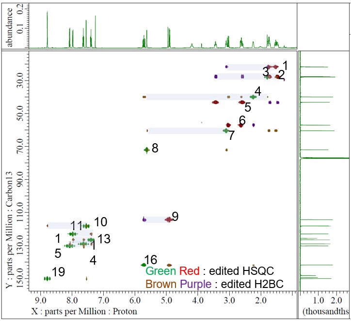 Edited HSQC and Edited H2BC NMR spectra of Cinchonidine, JNM-ECZL 500R